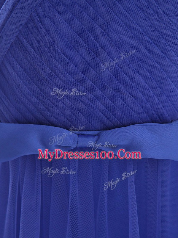 Blue Prom Evening Gown Prom and Party and Military Ball and Sweet 16 with Beading and Belt Strapless Sleeveless Zipper