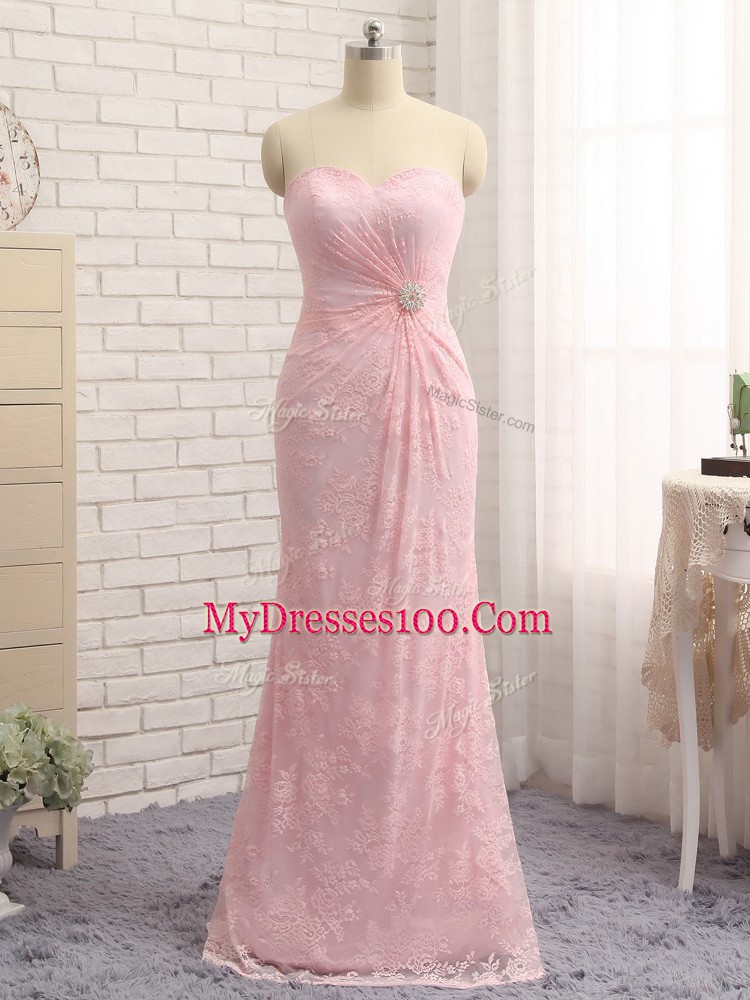 Fitting Baby Pink Zipper Sweetheart Beading and Lace and Appliques Mother Of The Bride Dress Lace Sleeveless