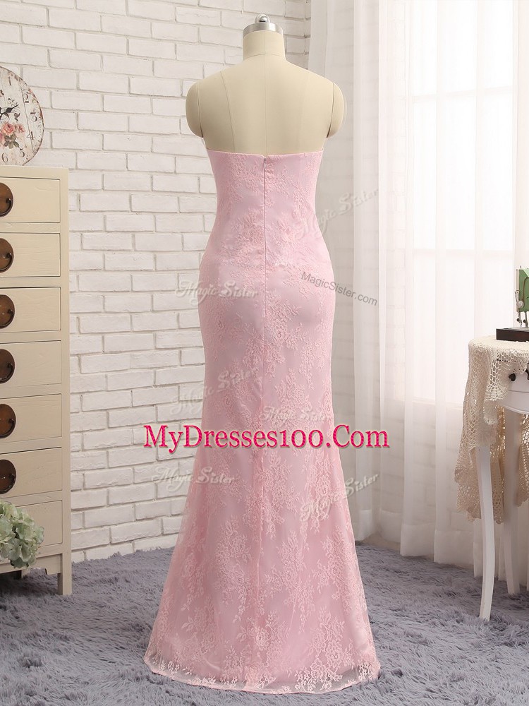 Fitting Baby Pink Zipper Sweetheart Beading and Lace and Appliques Mother Of The Bride Dress Lace Sleeveless