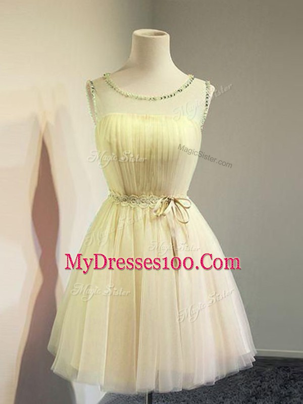 Best Selling Sleeveless Belt Lace Up Bridesmaid Dress