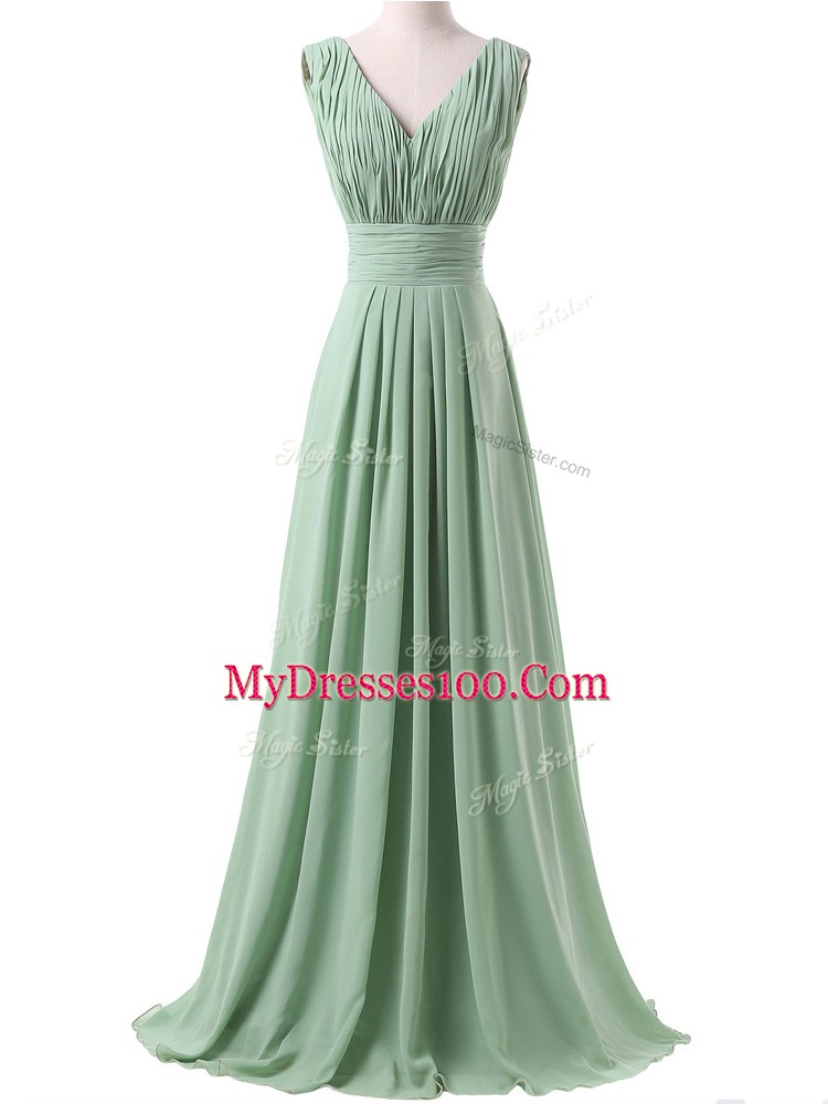 Sleeveless Ruching Lace Up Bridesmaid Gown