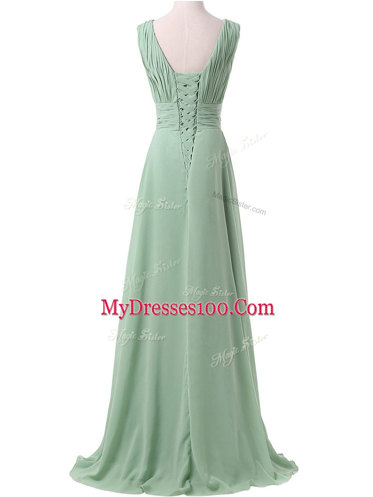 Sleeveless Ruching Lace Up Bridesmaid Gown