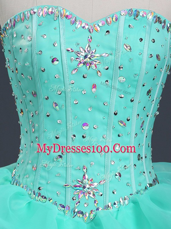 Sophisticated Sleeveless Lace Up Floor Length Beading and Ruffles and Pick Ups Sweet 16 Quinceanera Dress