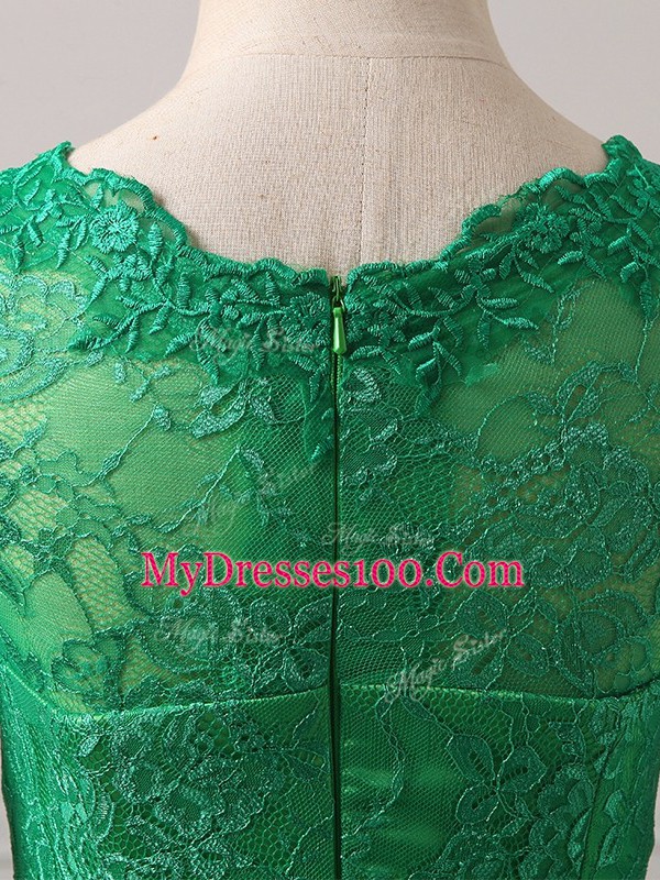 Long Sleeves Lace Zipper Mother Of The Bride Dress with Green Brush Train