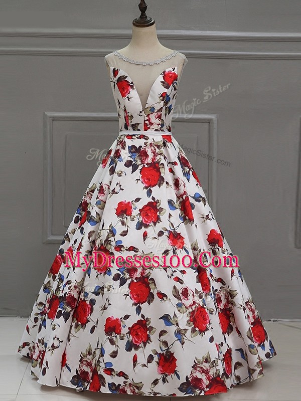 Adorable Floor Length Lace Up Prom Dresses Multi-color for Prom and Party with Pattern
