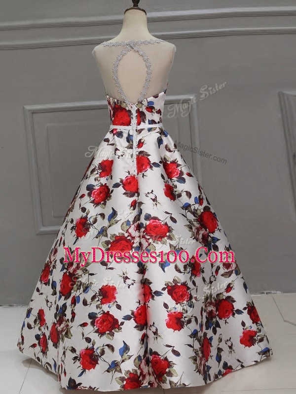 Adorable Floor Length Lace Up Prom Dresses Multi-color for Prom and Party with Pattern