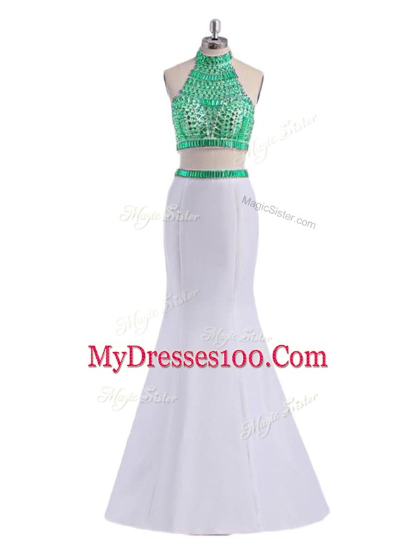 Low Price Satin Sleeveless Floor Length Dress for Prom and Beading