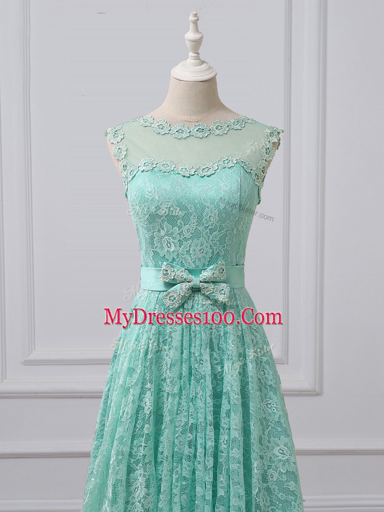 Graceful Sleeveless Lace and Bowknot Lace Up Wedding Guest Dresses