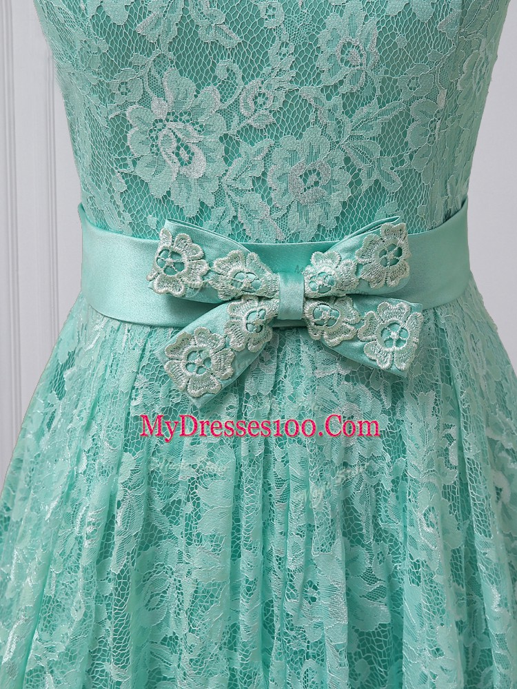 Graceful Sleeveless Lace and Bowknot Lace Up Wedding Guest Dresses