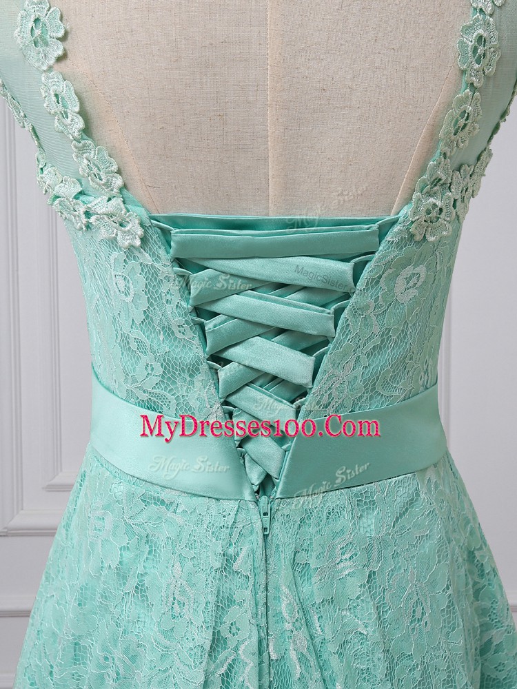 Graceful Sleeveless Lace and Bowknot Lace Up Wedding Guest Dresses