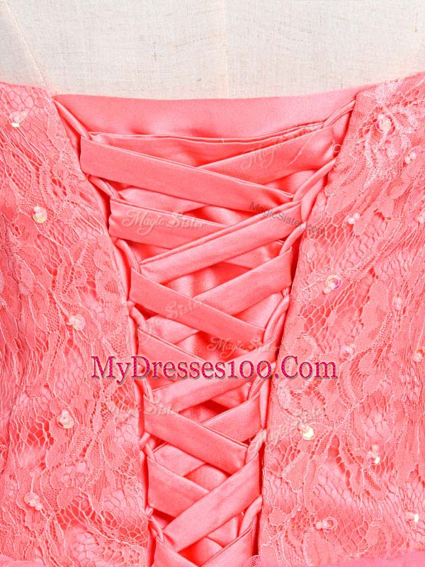Simple Sweetheart Sleeveless Tulle Homecoming Dress Lace and Appliques Lace Up