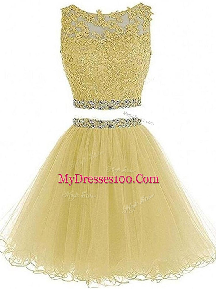 Mini Length Yellow Cocktail Dresses Sweetheart Sleeveless Zipper