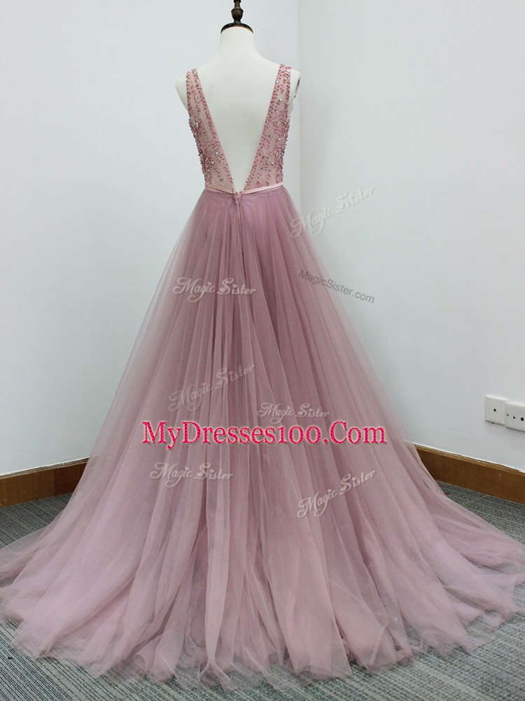 White Sleeveless Beading and Belt Zipper Dama Dress