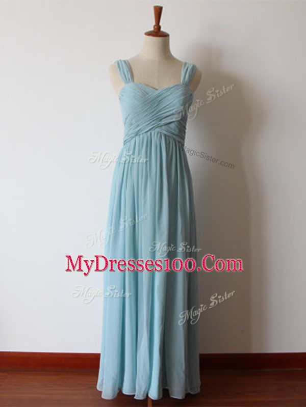Artistic Sleeveless Zipper Floor Length Ruching Wedding Party Dress