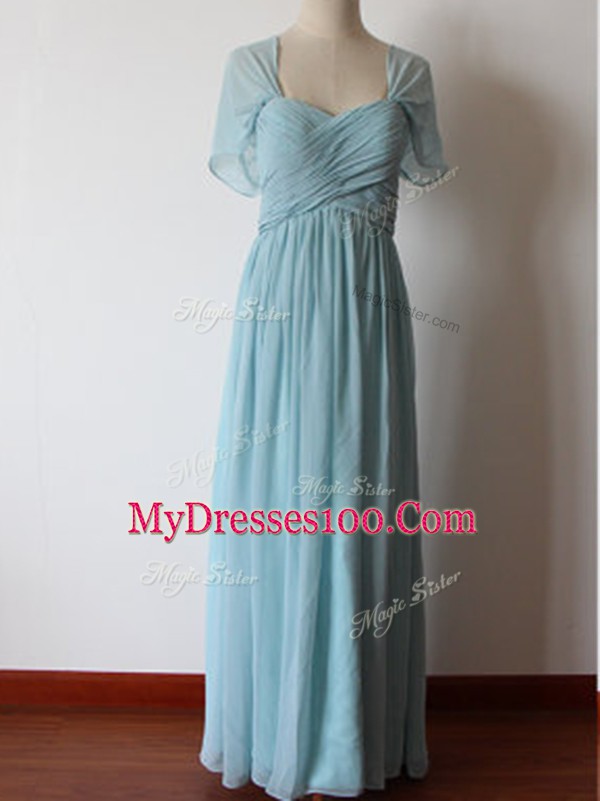 Artistic Sleeveless Zipper Floor Length Ruching Wedding Party Dress