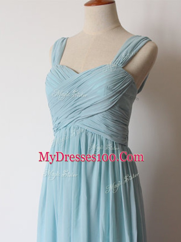 Artistic Sleeveless Zipper Floor Length Ruching Wedding Party Dress