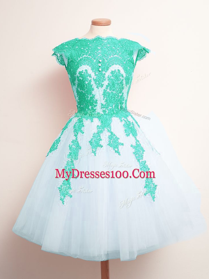 Charming Sleeveless Tulle Mini Length Lace Up Court Dresses for Sweet 16 in Multi-color with Appliques