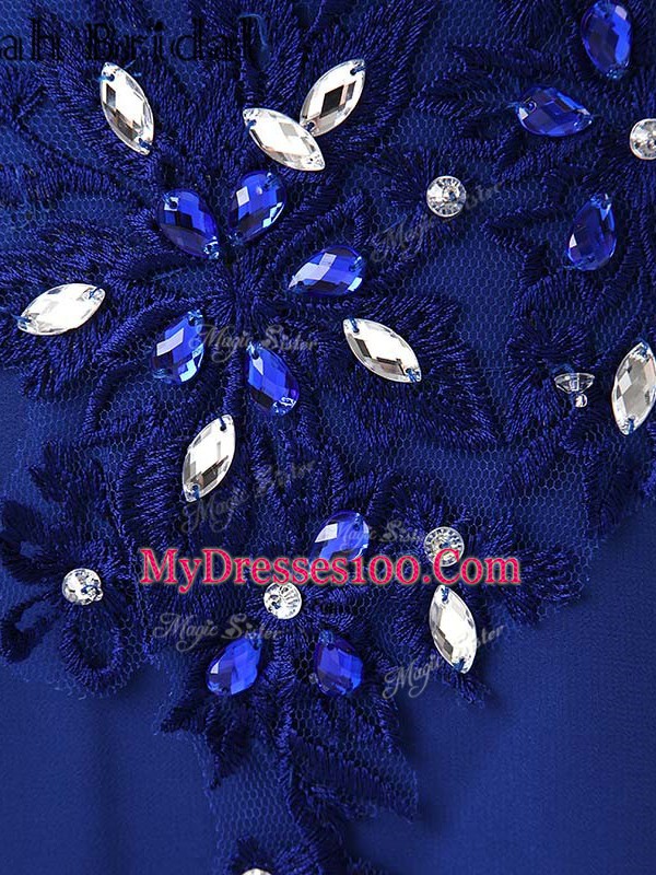Sweet Blue Sleeveless Chiffon Zipper Prom Dress for Prom and Military Ball and Sweet 16