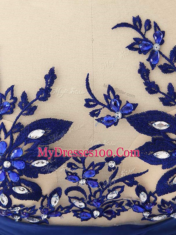 Sweet Blue Sleeveless Chiffon Zipper Prom Dress for Prom and Military Ball and Sweet 16