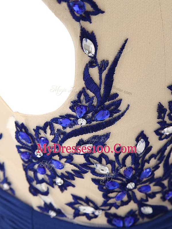 Sweet Blue Sleeveless Chiffon Zipper Prom Dress for Prom and Military Ball and Sweet 16