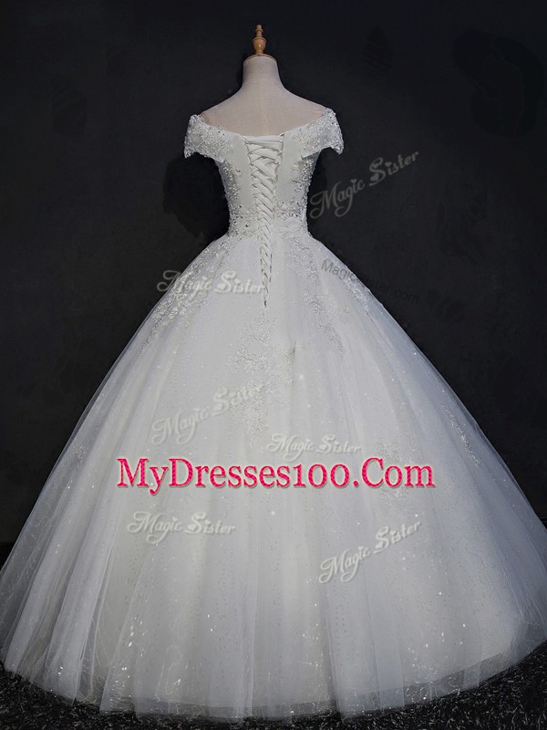 Amazing White Ball Gowns Beading Wedding Gown Lace Up Tulle Sleeveless Floor Length