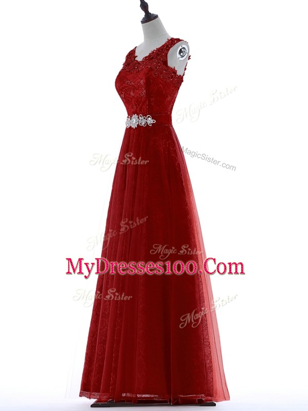 Tulle Short Sleeves Floor Length Dress for Prom and Beading and Lace