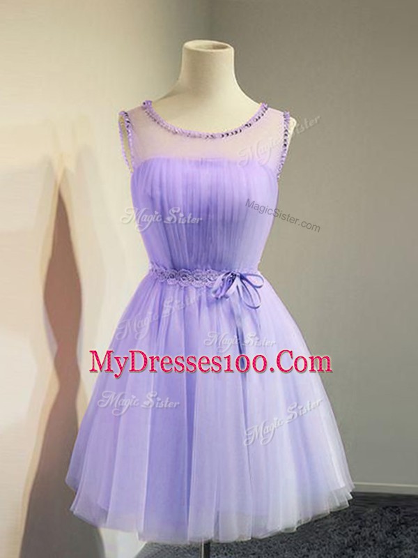 Sleeveless Belt Lace Up Bridesmaid Gown