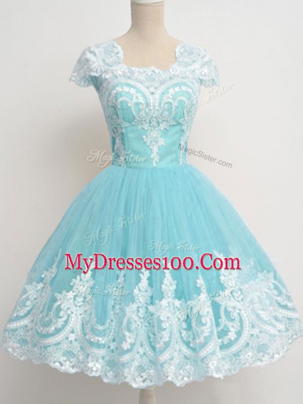 Cap Sleeves Lace Zipper Dama Dress