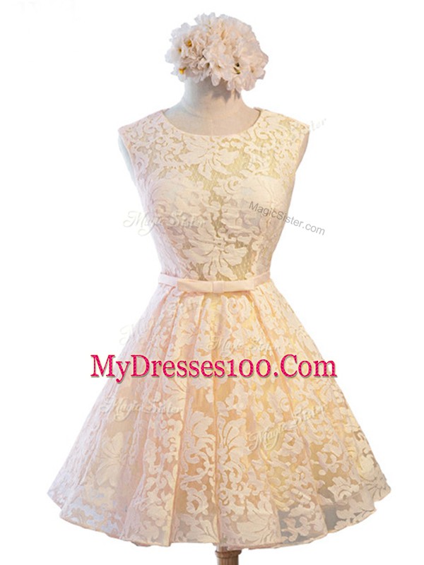 Sleeveless Lace Up Knee Length Belt Dama Dress