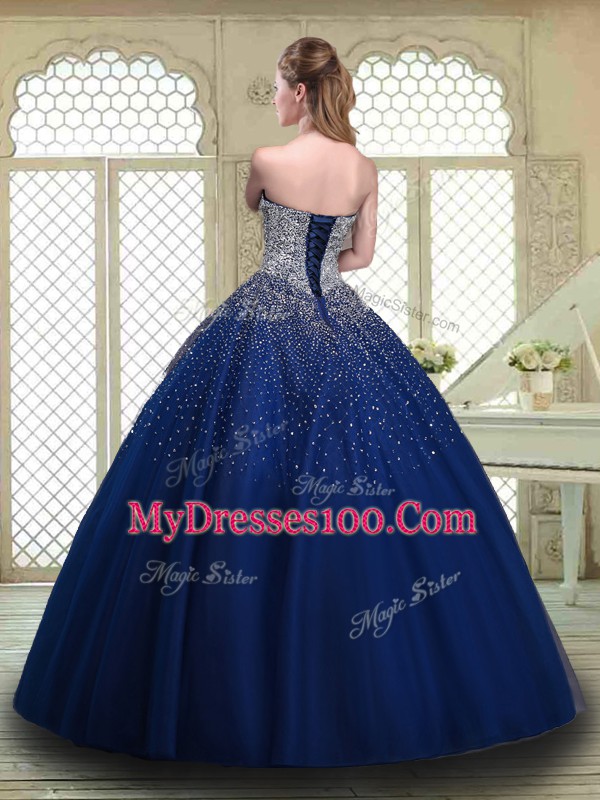 Sleeveless Lace Up Floor Length Beading Sweet 16 Quinceanera Dress