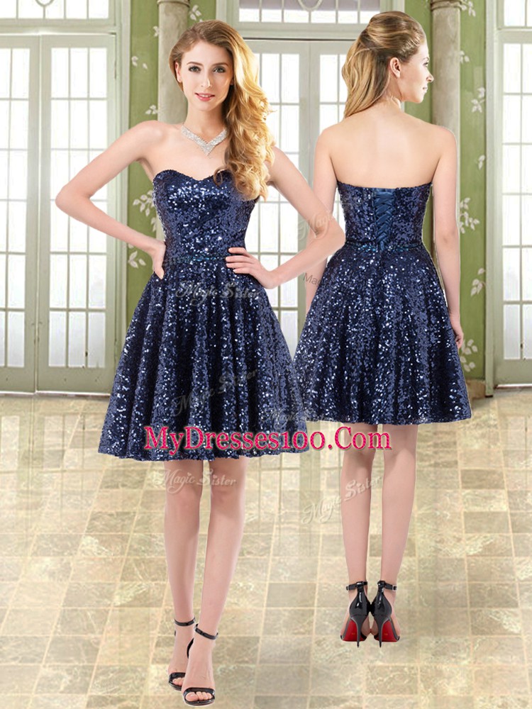 Tulle and Sequined Sleeveless Mini Length Prom Evening Gown and Beading