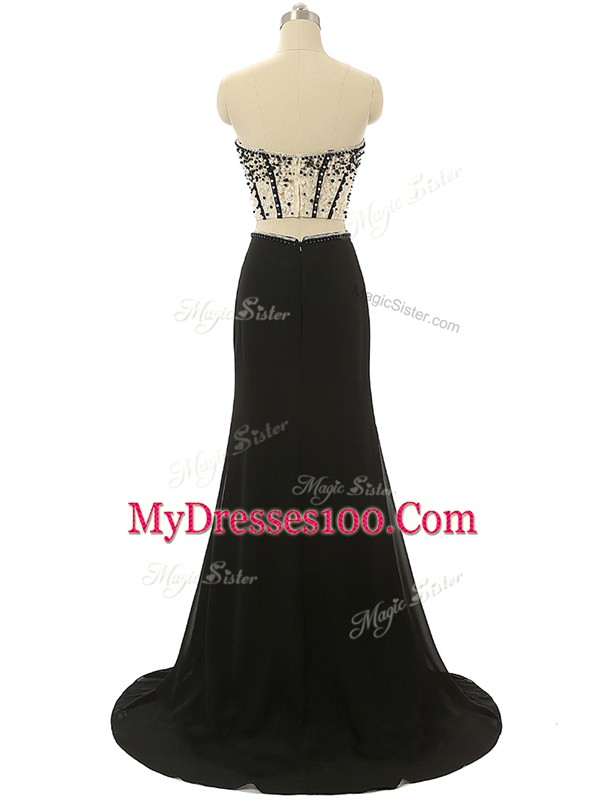 Excellent Two Pieces Sleeveless Black Womens Party Dresses Brush Train Zipper