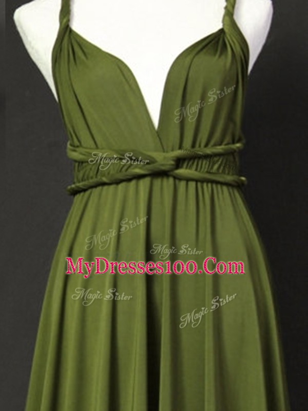 Top Selling Sleeveless Criss Cross Floor Length Ruching Bridesmaid Gown