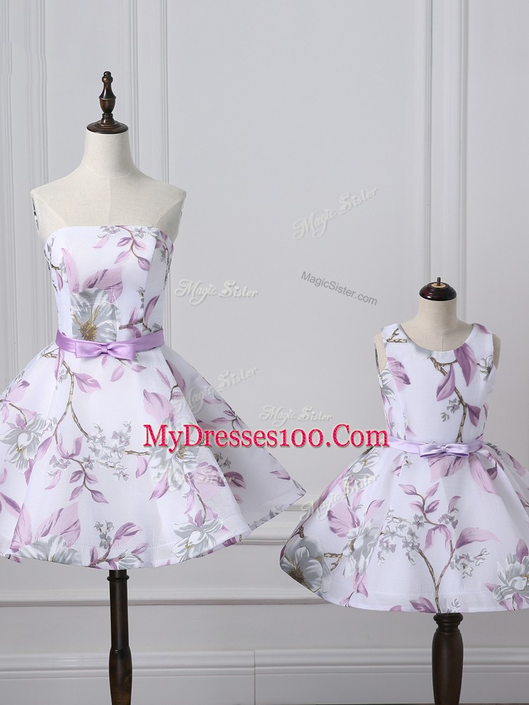 Printed Sleeveless Mini Length Cocktail Dresses and Belt