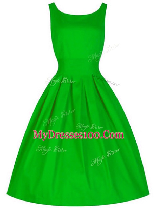 Delicate Sleeveless Taffeta Knee Length Lace Up Dama Dress for Quinceanera in Green with Ruching