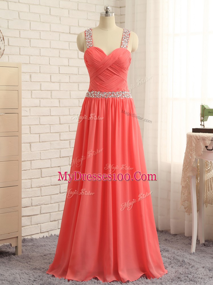 Sleeveless Beading and Ruching Criss Cross Prom Gown