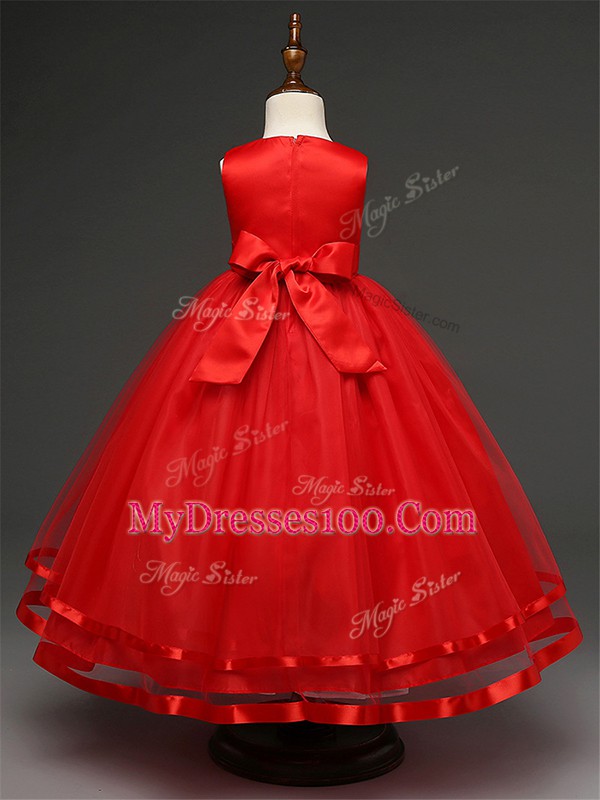 Top Selling Floor Length Baby Blue Little Girls Pageant Gowns Scoop Sleeveless Zipper