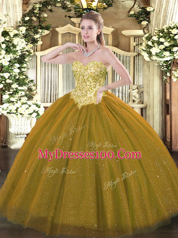 Super Sweetheart Sleeveless Tulle and Sequined Quinceanera Gowns Appliques Lace Up