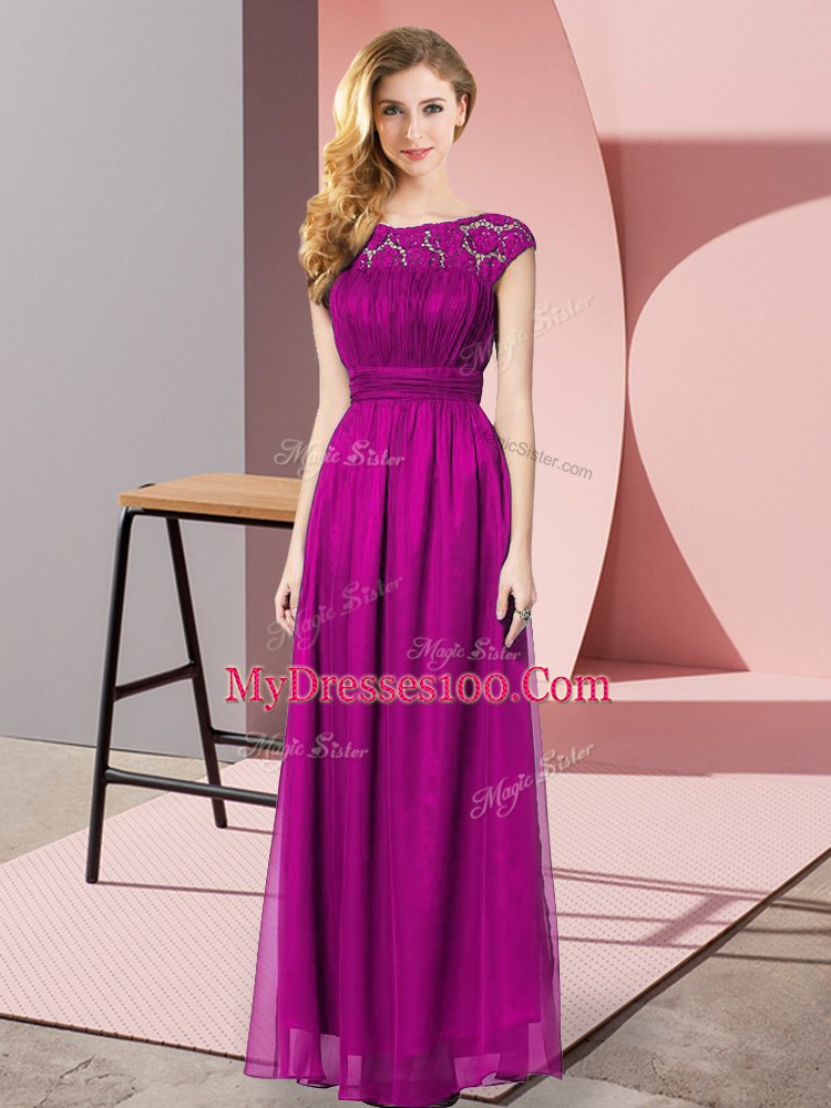 Sleeveless Zipper Floor Length Lace Prom Dresses