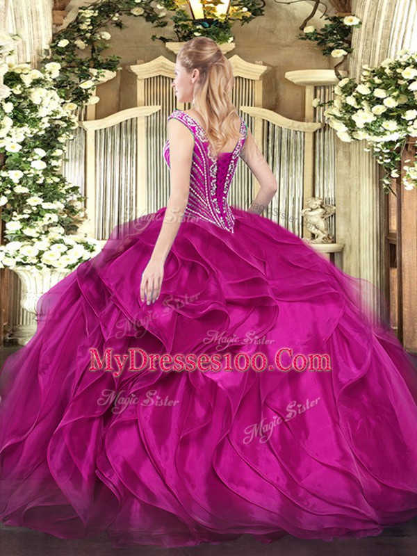 Ball Gowns Sweet 16 Quinceanera Dress Green V-neck Organza Sleeveless Floor Length Lace Up