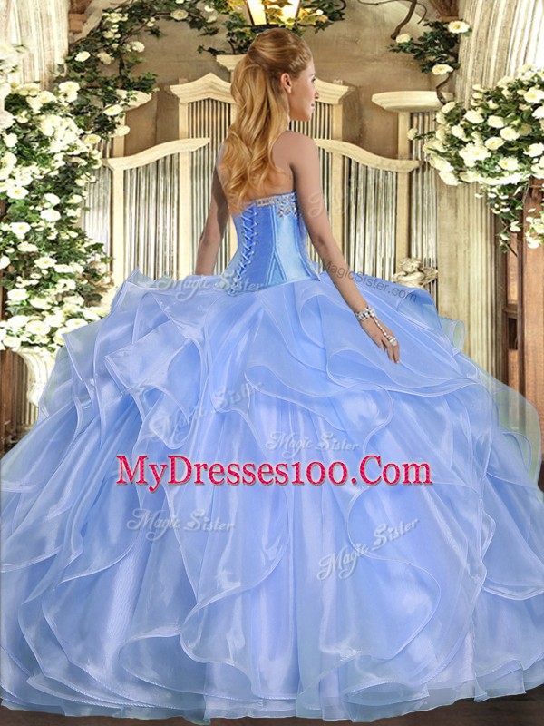Stunning Sweetheart Sleeveless Lace Up Quinceanera Dress Lavender Organza