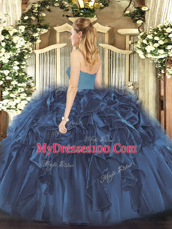 Modest Floor Length Zipper Quinceanera Dress Brown for Military Ball and Sweet 16 and Quinceanera with Ruffles