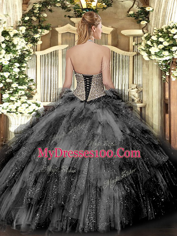 Floor Length Ball Gowns Sleeveless Orange Sweet 16 Dress Lace Up
