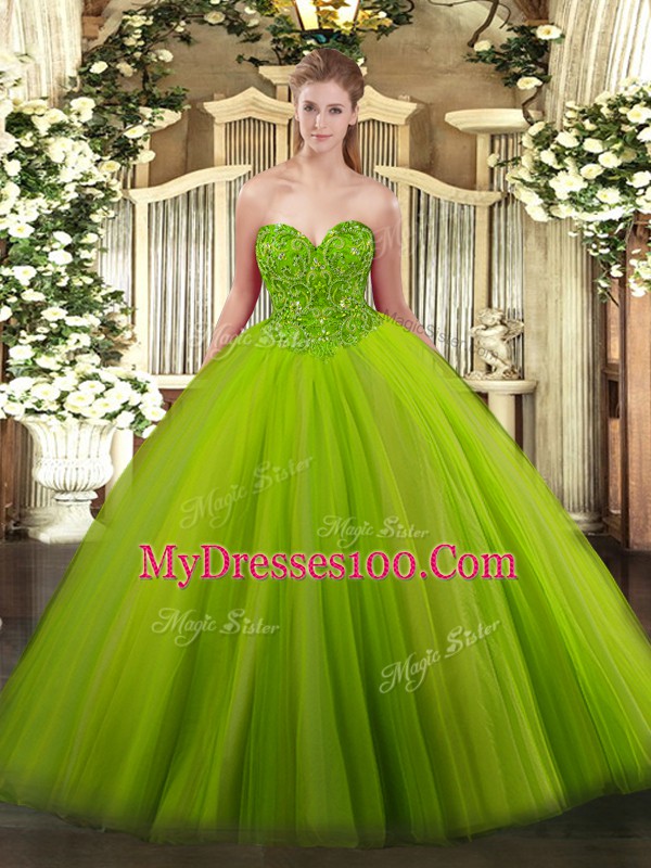 Adorable Sleeveless Lace Up Floor Length Beading 15th Birthday Dress