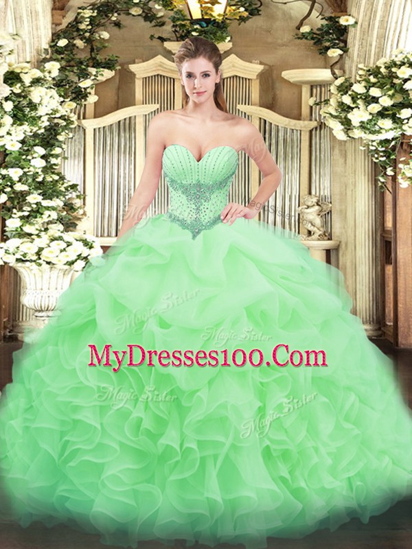 Extravagant Ball Gowns Sweet 16 Dresses Sweetheart Organza Sleeveless Floor Length Lace Up