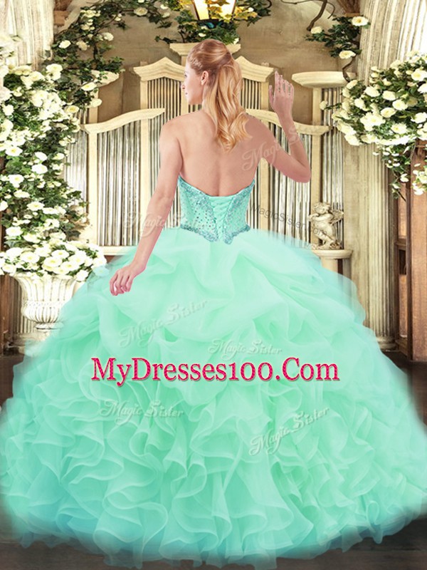 Extravagant Ball Gowns Sweet 16 Dresses Sweetheart Organza Sleeveless Floor Length Lace Up