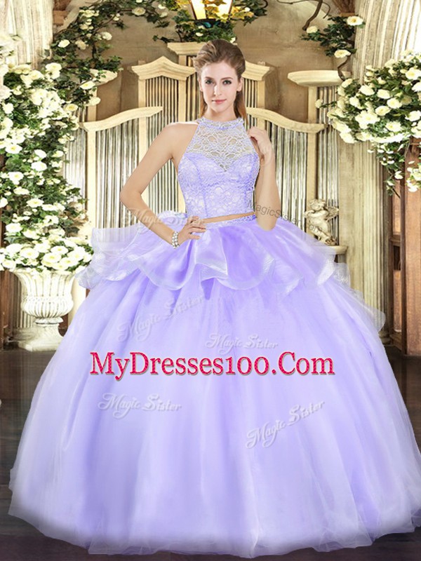 Floor Length Lavender 15 Quinceanera Dress Scoop Sleeveless Zipper