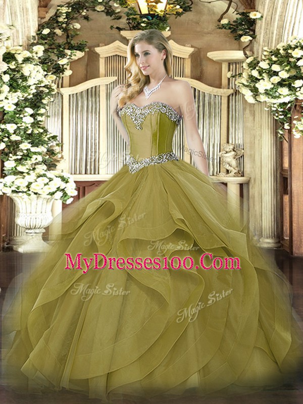 Custom Made Sleeveless Lace Up Floor Length Beading and Ruffles Quinceanera Dresses