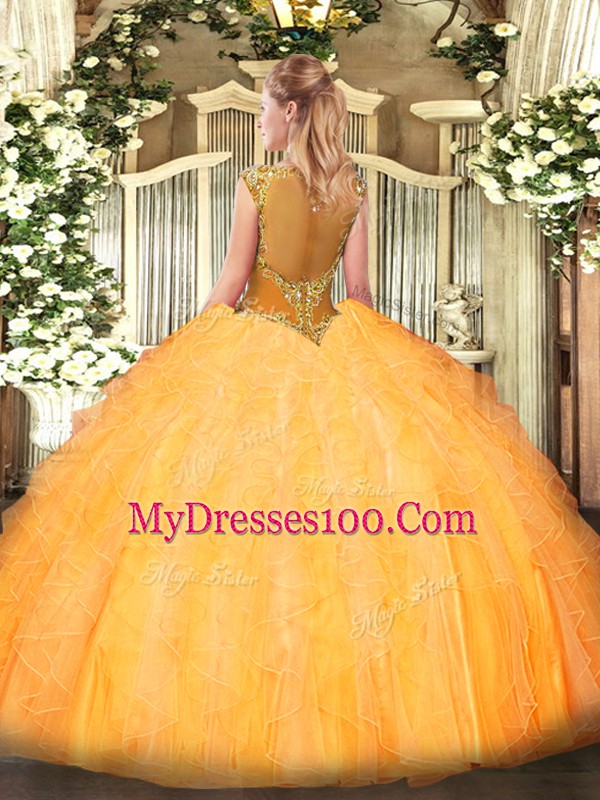 Great Sleeveless Tulle Zipper Quinceanera Gown for Sweet 16 and Quinceanera