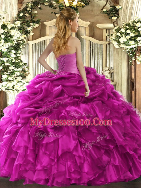 Floor Length Blue Quince Ball Gowns Strapless Sleeveless Lace Up